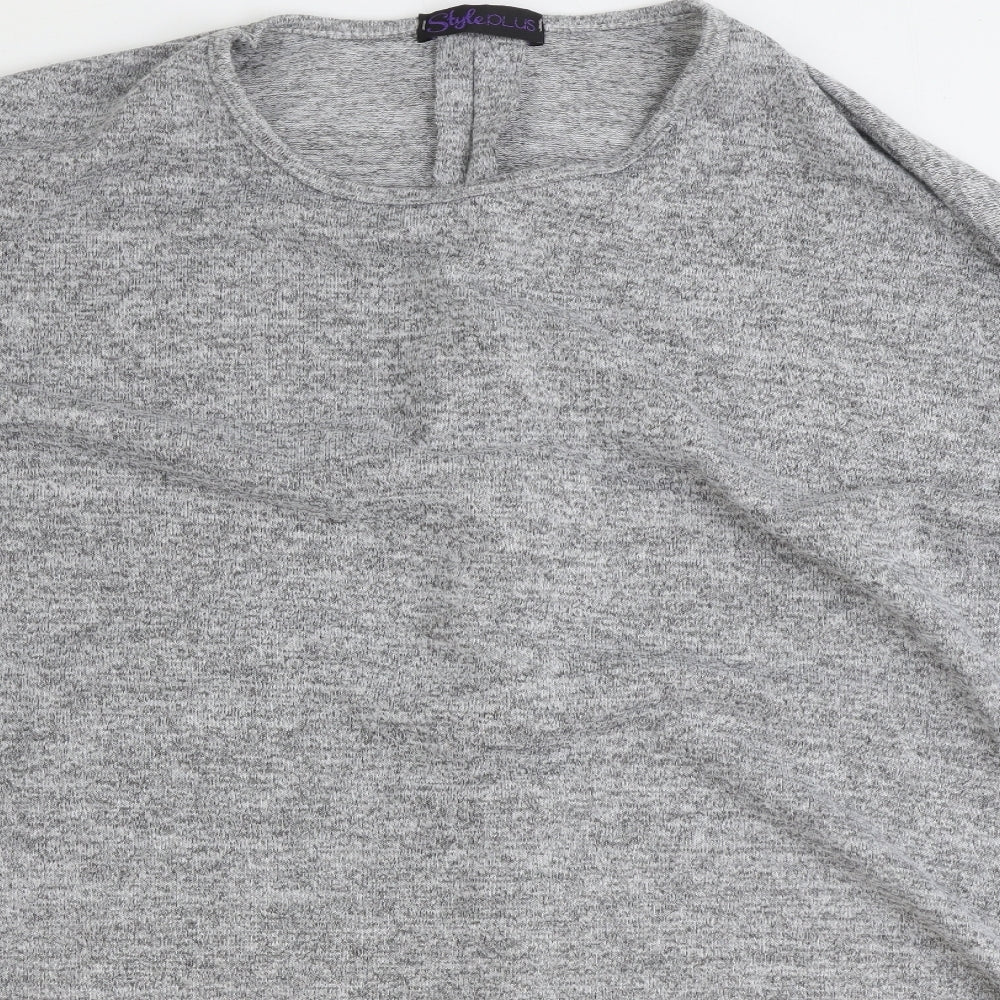 Style Plus Womens Grey Polyester Basic T-Shirt Size S Round Neck