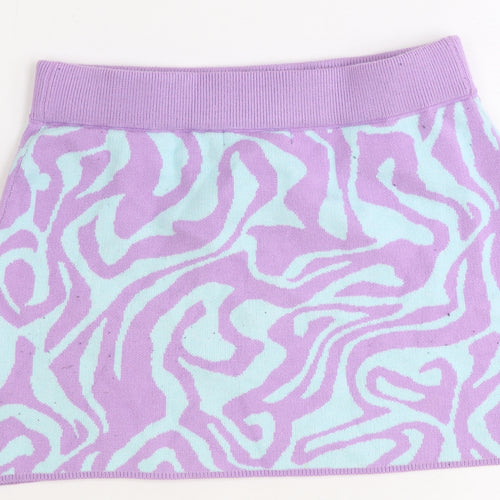 Motel Womens Purple Geometric Viscose Bandage Skirt Size S