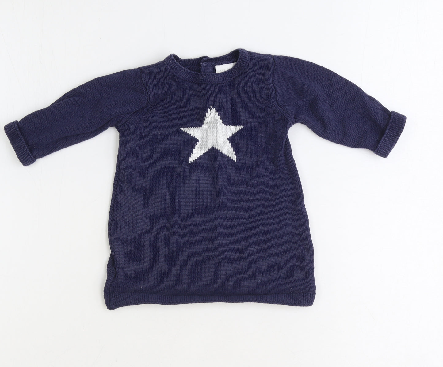 NEXT Baby Blue 100% Cotton Pullover Jumper Size 3-6 Months Button - Star