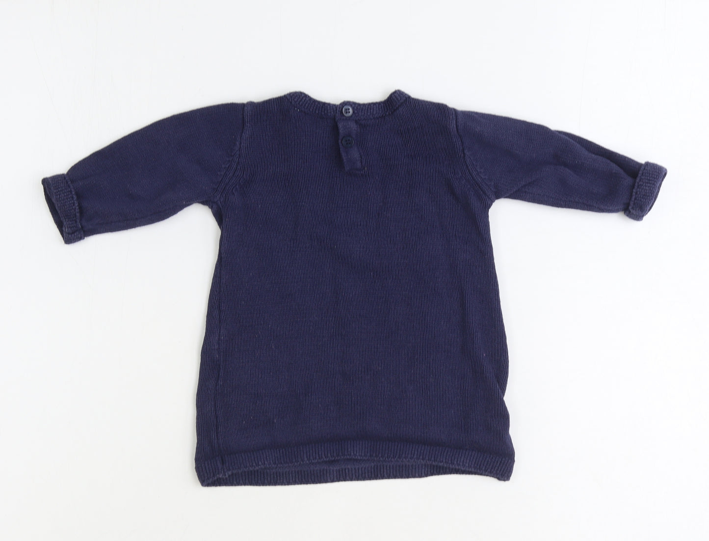 NEXT Baby Blue 100% Cotton Pullover Jumper Size 3-6 Months Button - Star