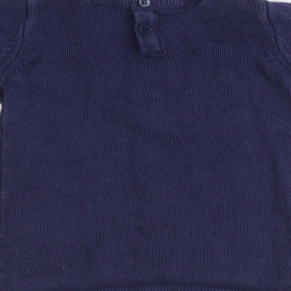 NEXT Baby Blue 100% Cotton Pullover Jumper Size 3-6 Months Button - Star
