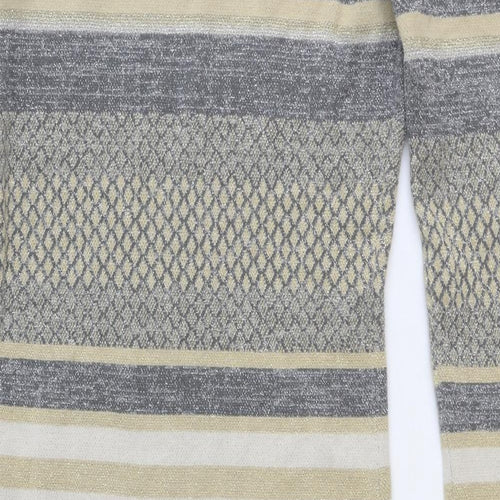 Patrizia Pepe Womens Beige Striped Viscose Jumper Dress Size 6 V-Neck Pullover