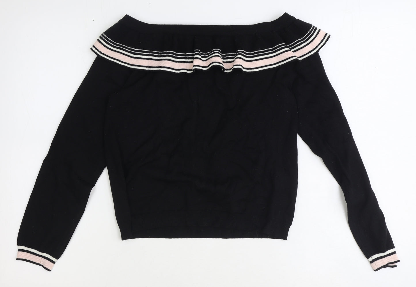 Preworn Womens Black Boat Neck Acrylic Pullover Jumper Size M