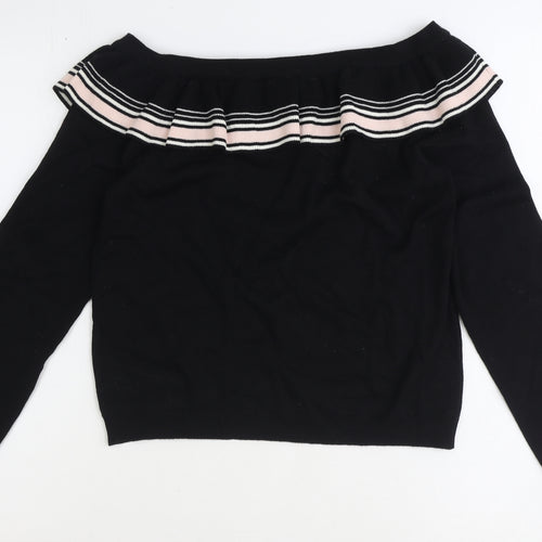 Preworn Womens Black Boat Neck Acrylic Pullover Jumper Size M