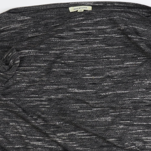 Max Studio Womens Grey Geometric Polyester Basic T-Shirt Size M Round Neck