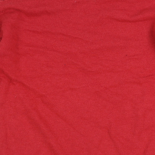 Benneton Boys Red Cotton Pullover Jumper Size 12-18 Months Button