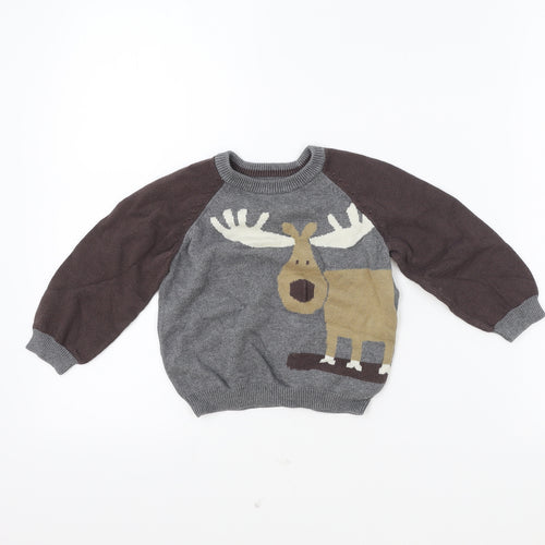 Mothercare Baby Brown Cotton Pullover Jumper Size 18-24 Months Pullover - Deer
