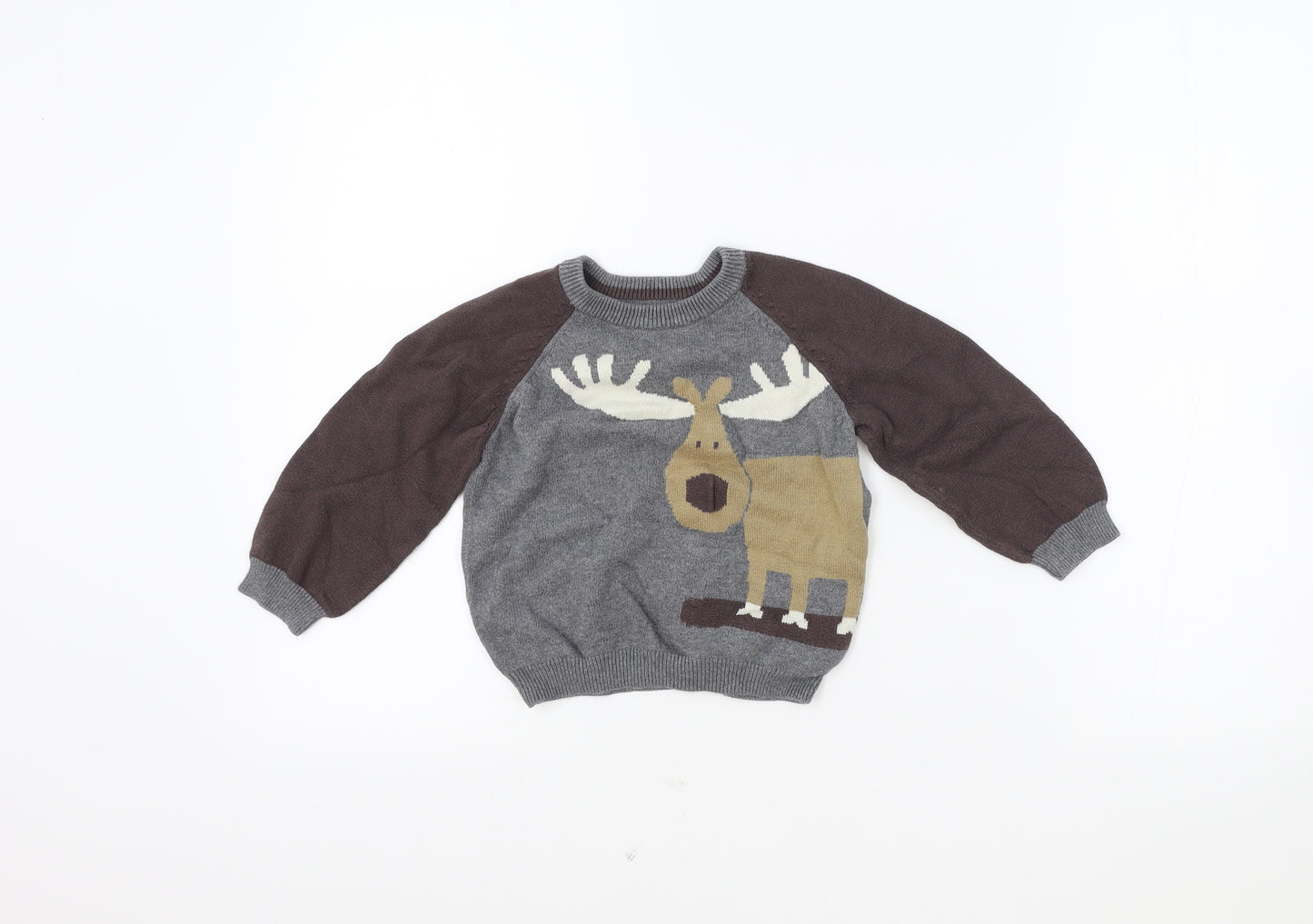 Mothercare Baby Brown Cotton Pullover Jumper Size 18-24 Months Pullover - Deer