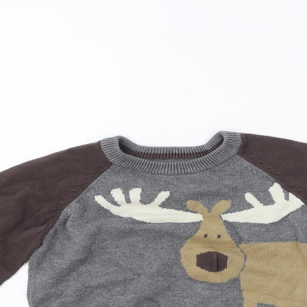 Mothercare Baby Brown Cotton Pullover Jumper Size 18-24 Months Pullover - Deer