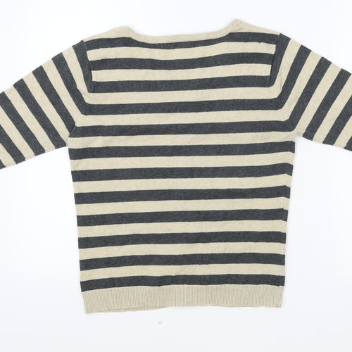 Atmosphere Womens Beige Scoop Neck Striped Polyester Cardigan Jumper Size 10