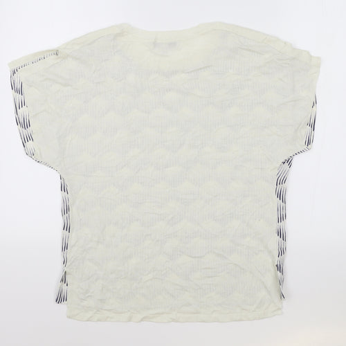 NEXT Womens Blue Geometric Modal Basic T-Shirt Size S Round Neck