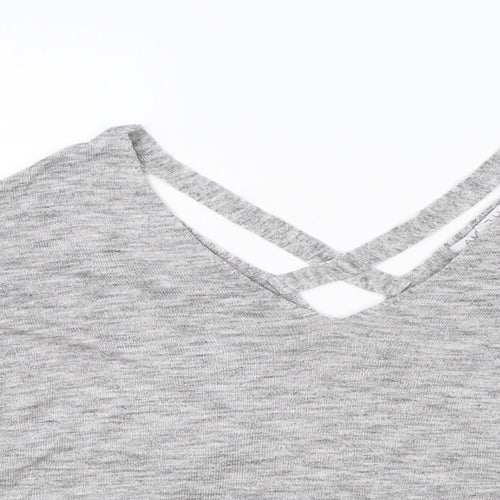 Amisu Womens Grey V-Neck Viscose Pullover Jumper Size L