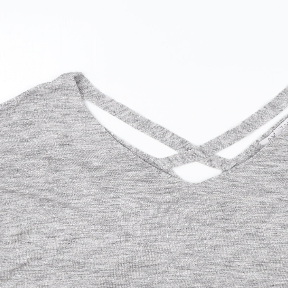 Amisu Womens Grey V-Neck Viscose Pullover Jumper Size L