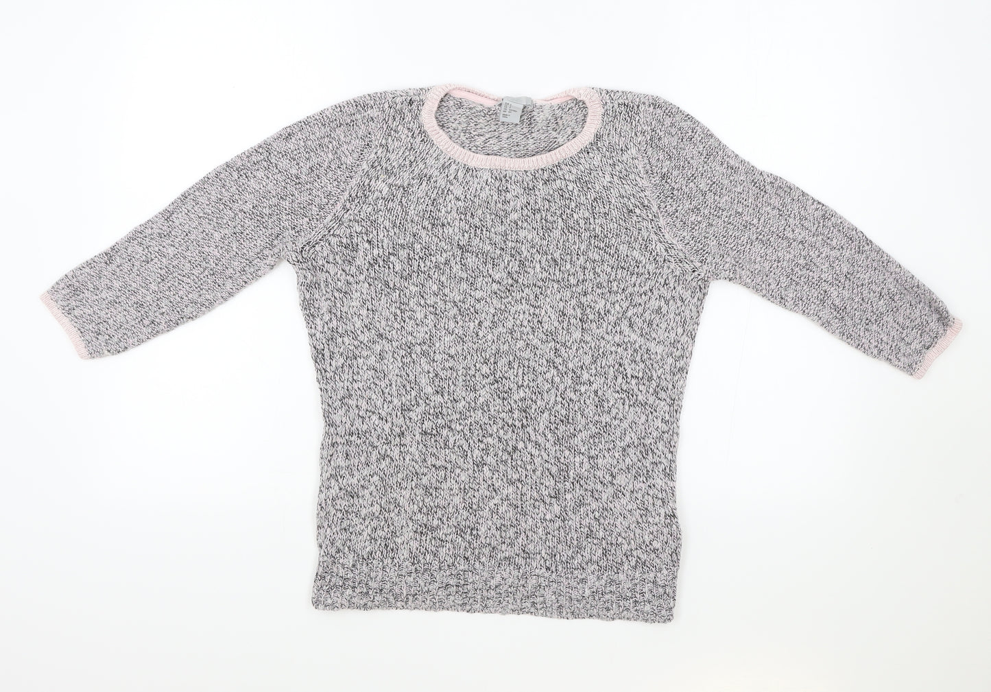 H&M Womens Pink Round Neck Geometric Acrylic Pullover Jumper Size S