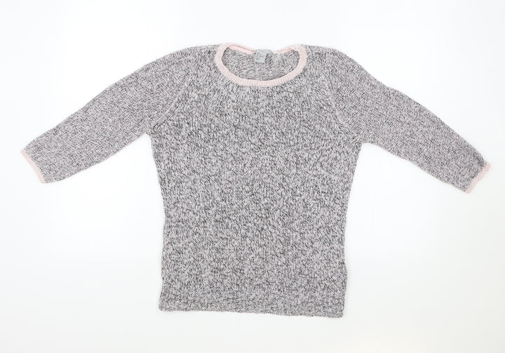 H&M Womens Pink Round Neck Geometric Acrylic Pullover Jumper Size S