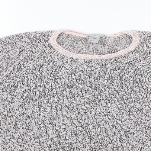 H&M Womens Pink Round Neck Geometric Acrylic Pullover Jumper Size S