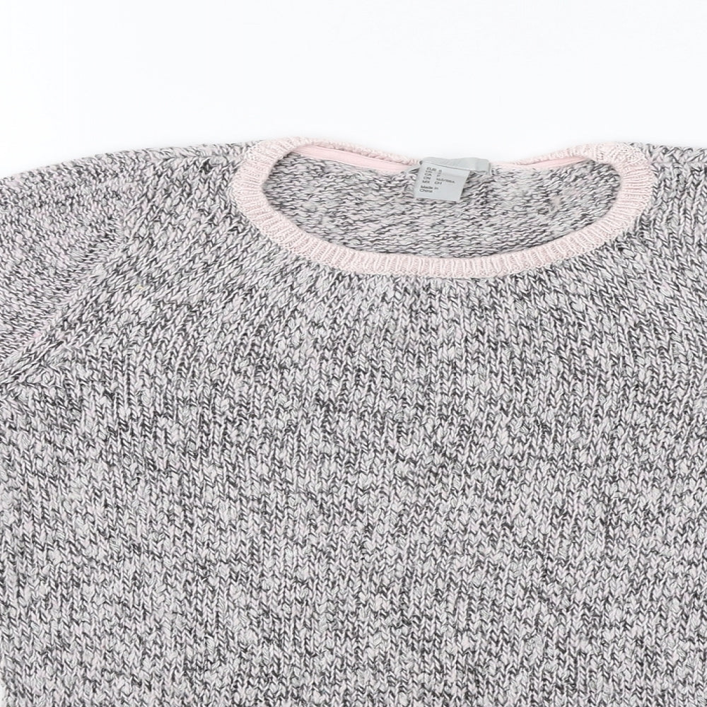 H&M Womens Pink Round Neck Geometric Acrylic Pullover Jumper Size S
