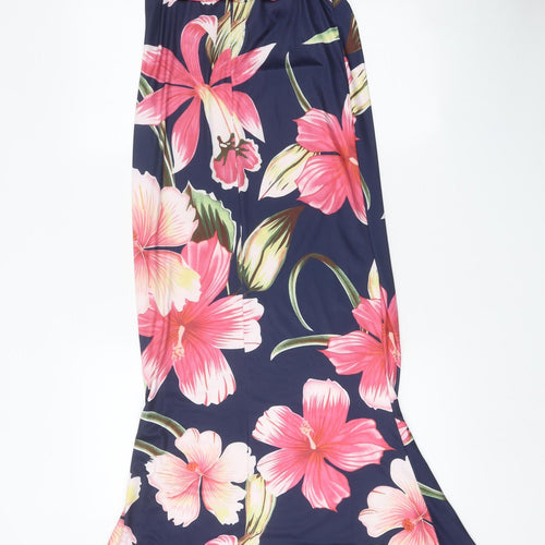 Preworn Womens Blue Floral Cotton A-Line Size S Off the Shoulder Pullover