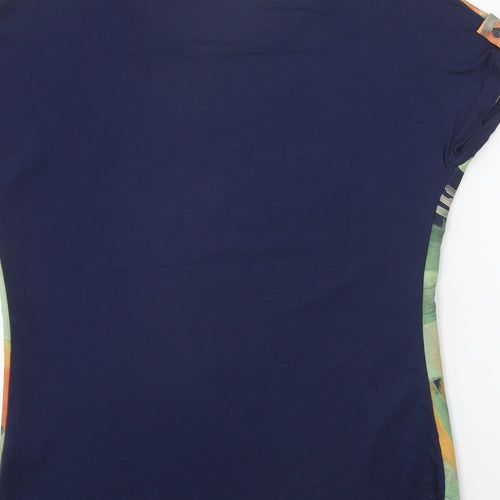 Viz-a-Viz Womens Multicoloured Geometric Polyester Basic T-Shirt Size 8 Scoop Neck