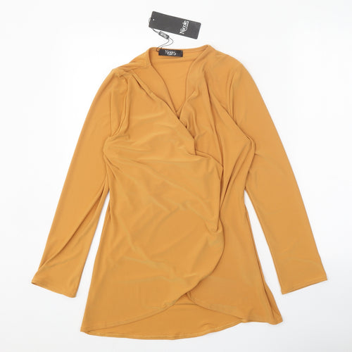 Nicole Womens Orange V-Neck Polyester Cardigan Jumper Size S