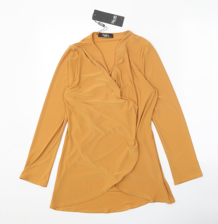 Nicole Womens Orange V-Neck Polyester Cardigan Jumper Size S