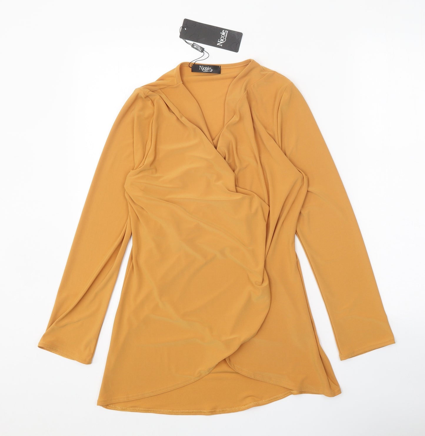 Nicole Womens Orange V-Neck Polyester Cardigan Jumper Size S