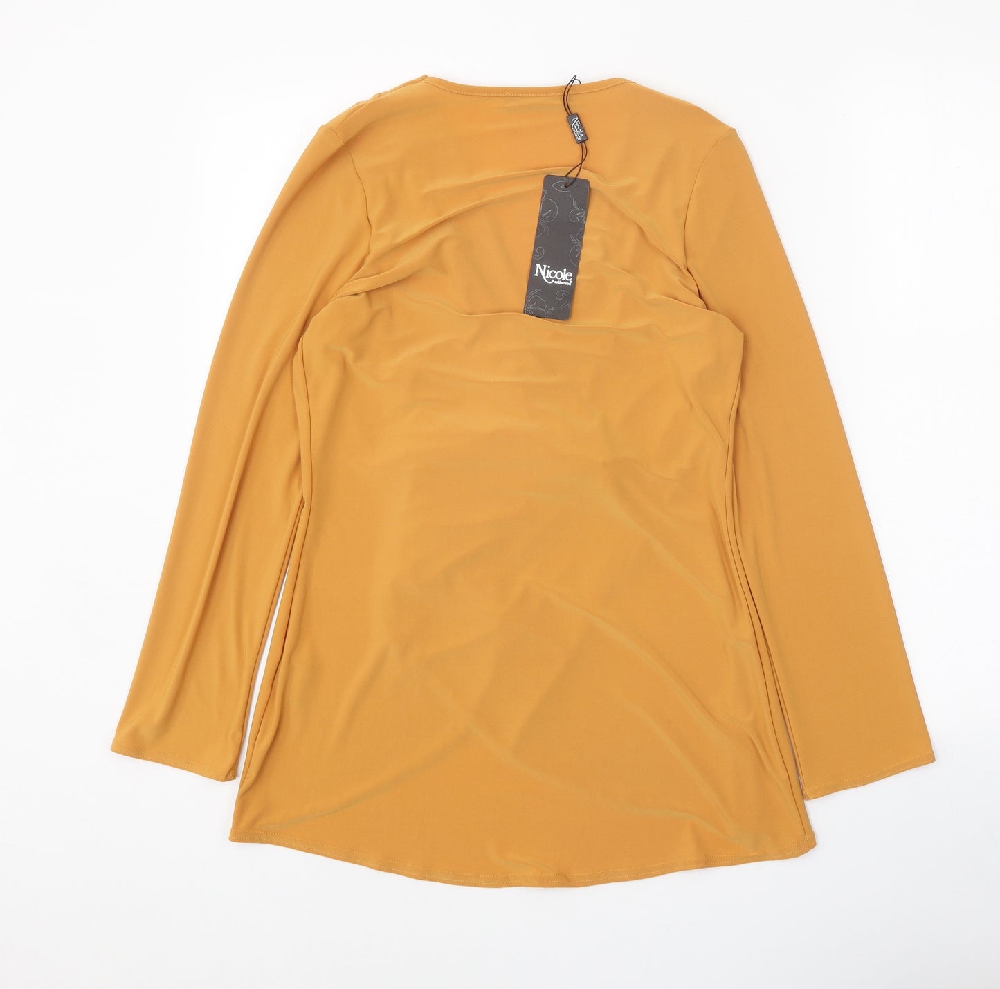 Nicole Womens Orange V-Neck Polyester Cardigan Jumper Size S