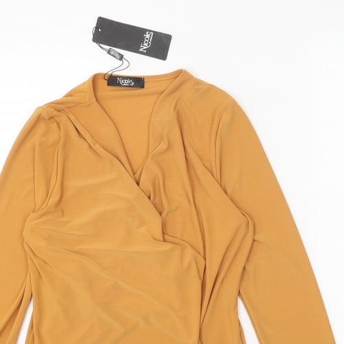Nicole Womens Orange V-Neck Polyester Cardigan Jumper Size S