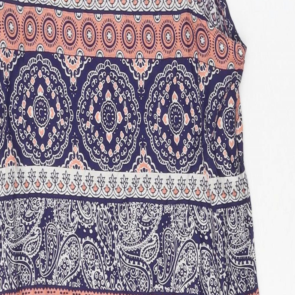 Atmosphere Womens Blue Geometric Viscose Tank Dress Size 8 Boat Neck Pullover