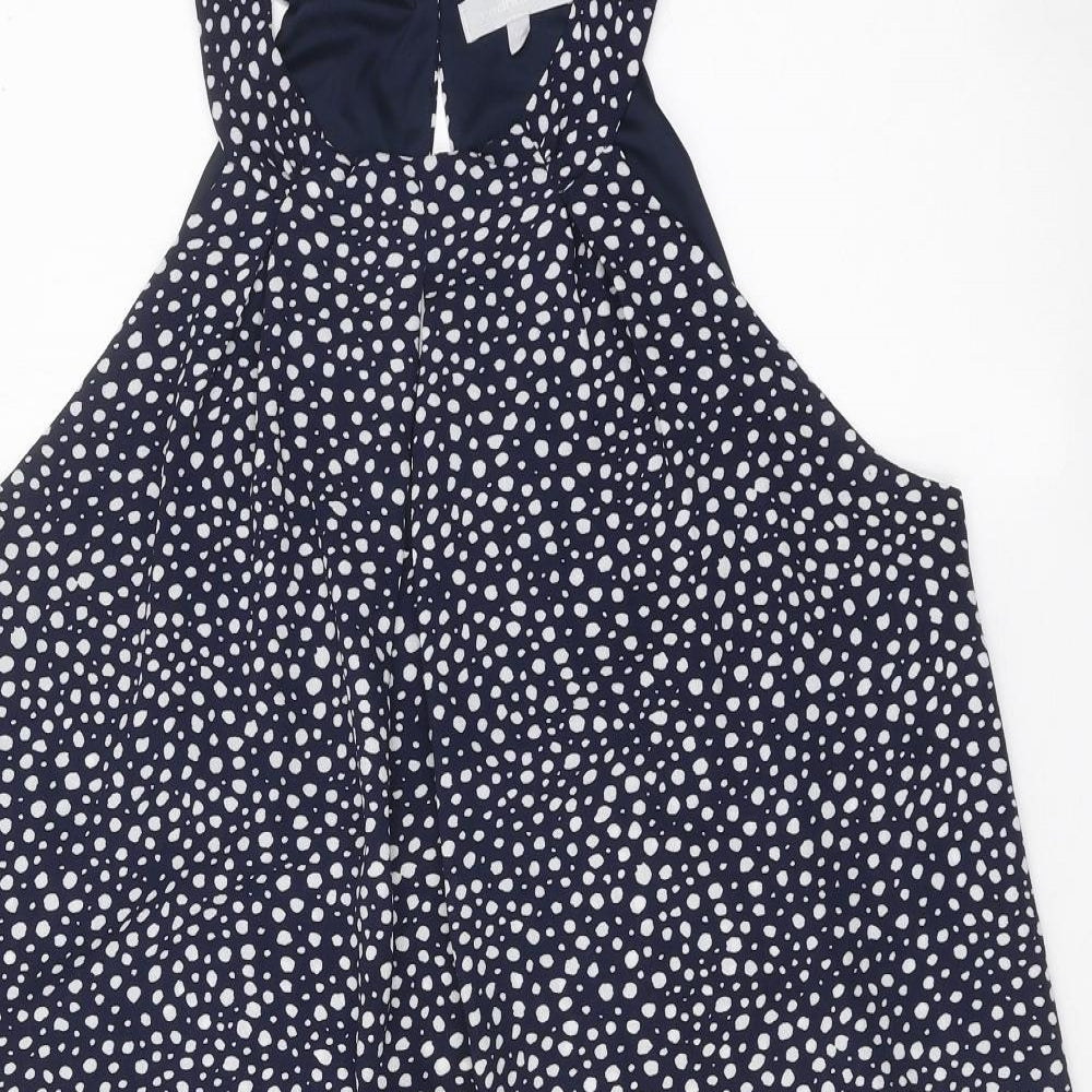 Red Herring Womens Blue Animal Print Polyester Tank Dress Size 14 Halter Button