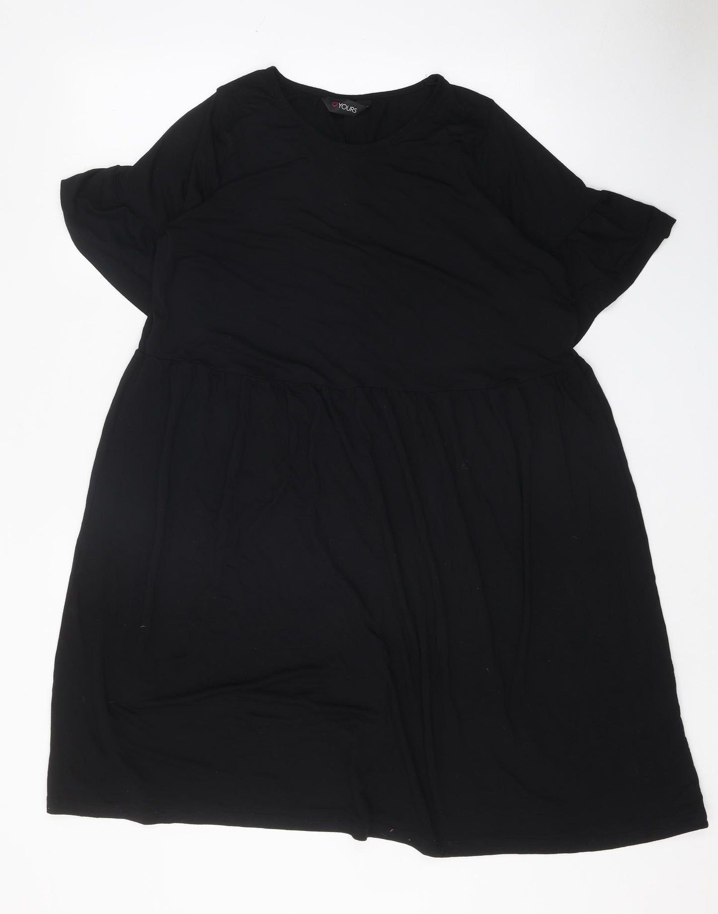 Yours Womens Black Viscose T-Shirt Dress Size 16 Boat Neck Pullover