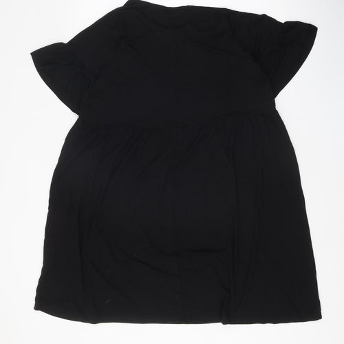 Yours Womens Black Viscose T-Shirt Dress Size 16 Boat Neck Pullover
