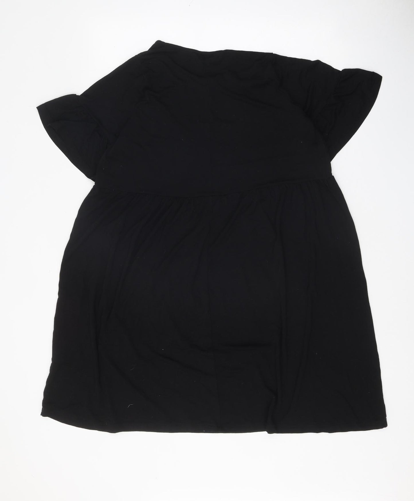Yours Womens Black Viscose T-Shirt Dress Size 16 Boat Neck Pullover