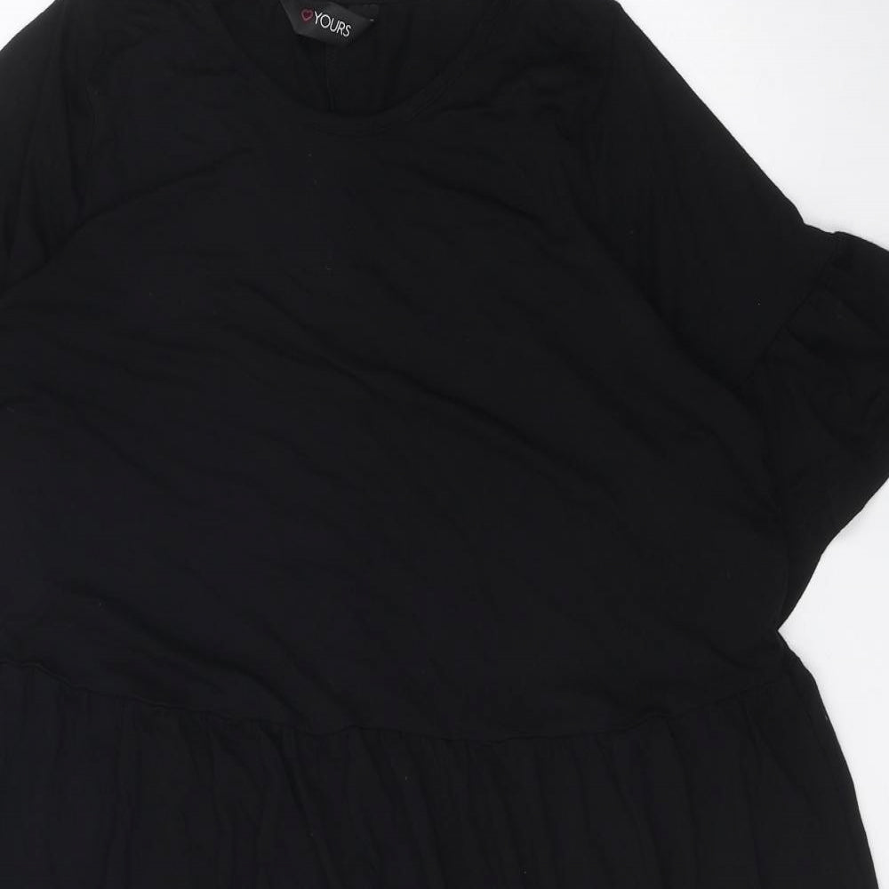 Yours Womens Black Viscose T-Shirt Dress Size 16 Boat Neck Pullover