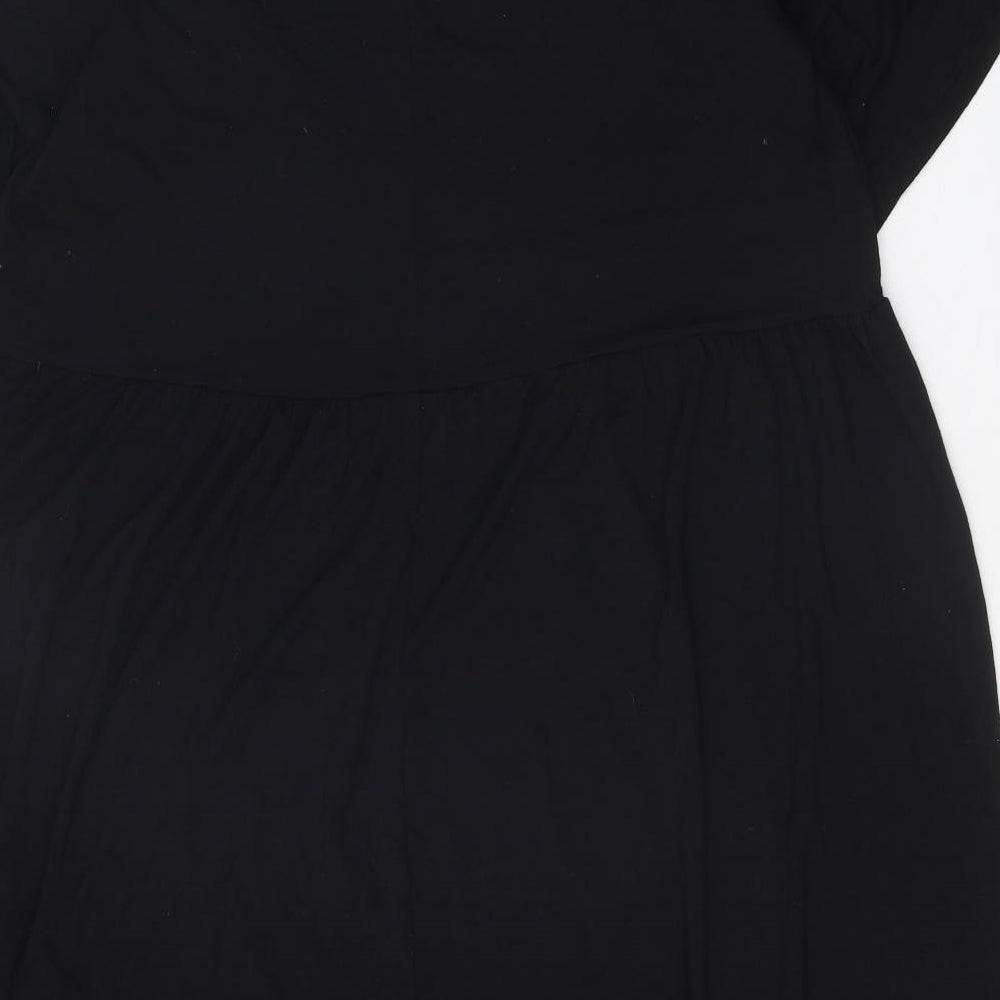 Yours Womens Black Viscose T-Shirt Dress Size 16 Boat Neck Pullover