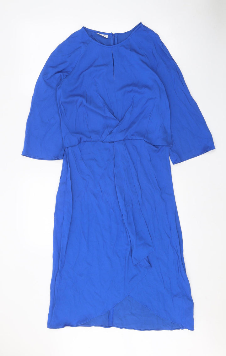 Gerry Weber Womens Blue Viscose Sheath Size 12 Boat Neck Zip