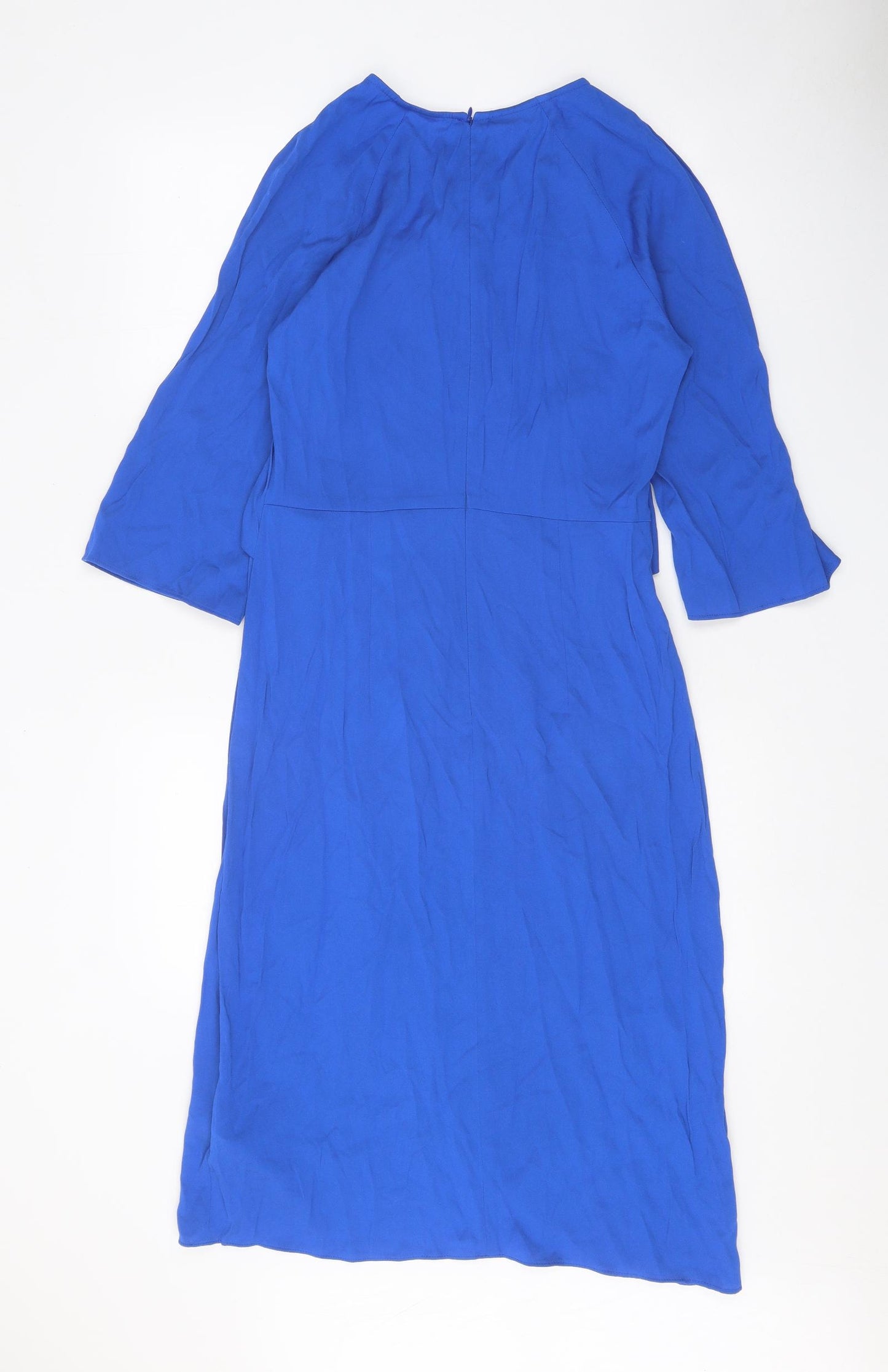 Gerry Weber Womens Blue Viscose Sheath Size 12 Boat Neck Zip