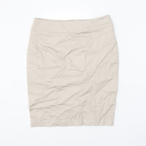 H&M Womens Gold Cotton Straight & Pencil Skirt Size 12 Zip