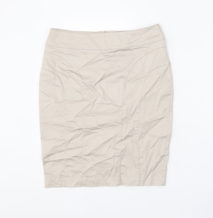 H&M Womens Gold Cotton Straight & Pencil Skirt Size 12 Zip