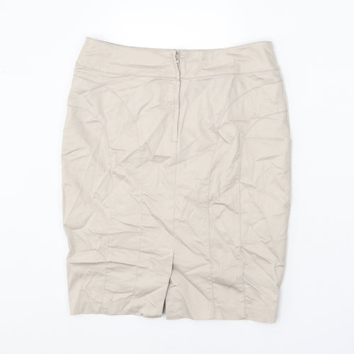 H&M Womens Gold Cotton Straight & Pencil Skirt Size 12 Zip