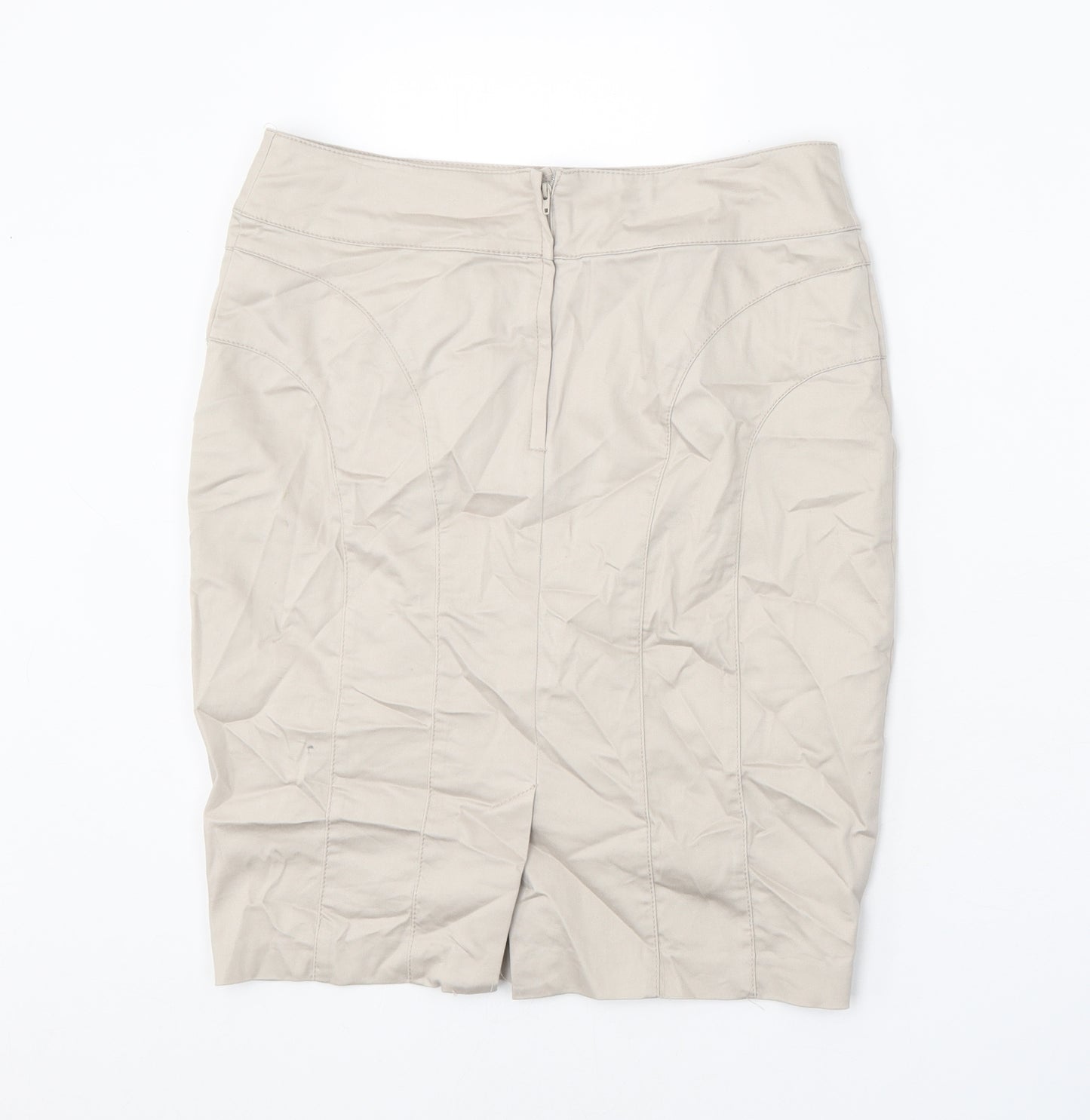 H&M Womens Gold Cotton Straight & Pencil Skirt Size 12 Zip