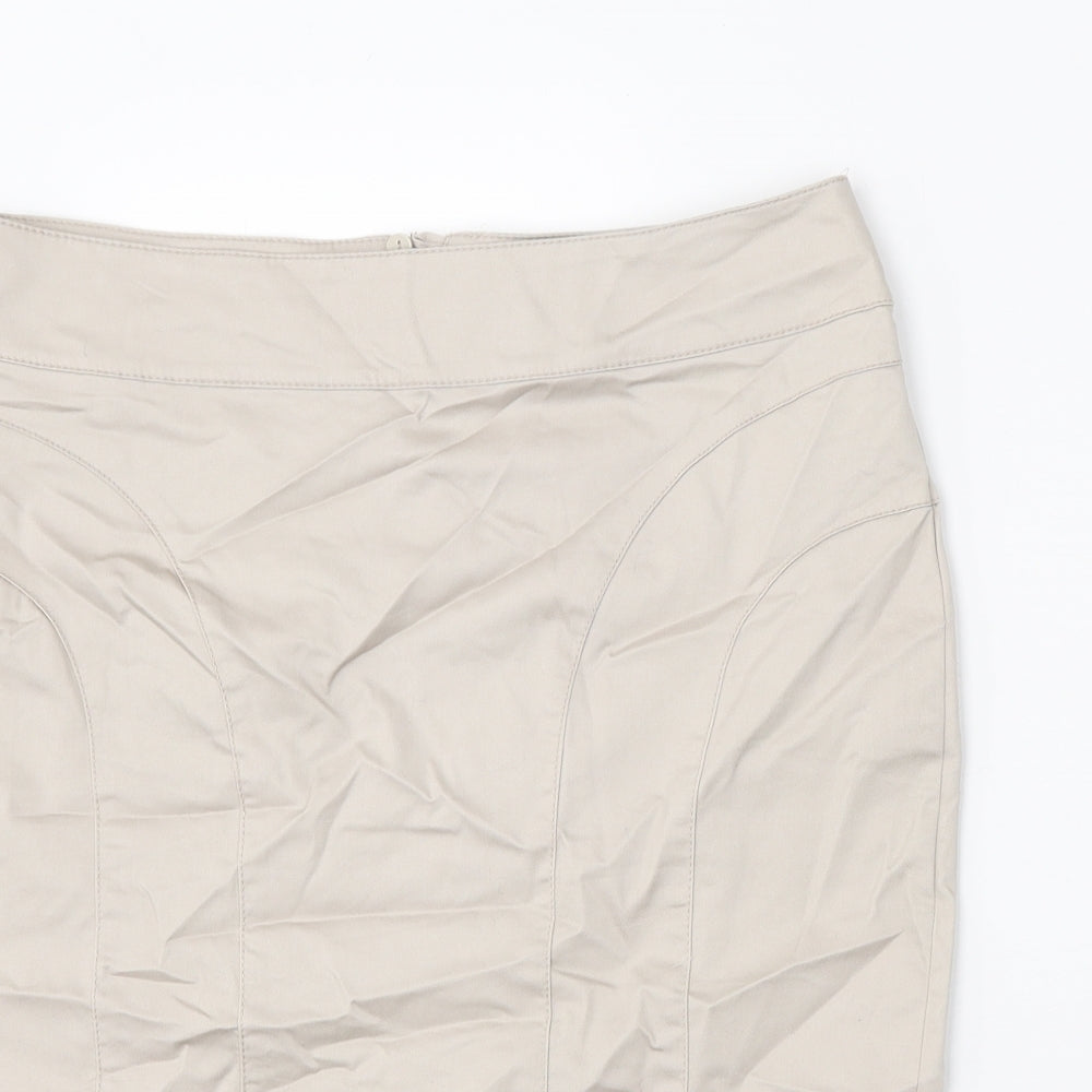 H&M Womens Gold Cotton Straight & Pencil Skirt Size 12 Zip