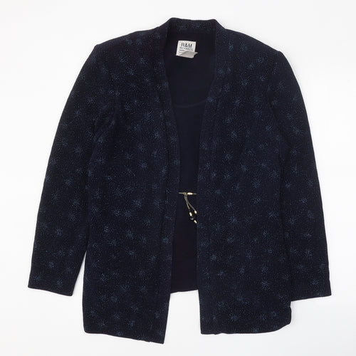 Karen Kwong Womens Blue Geometric Jacket Size 14 Tie