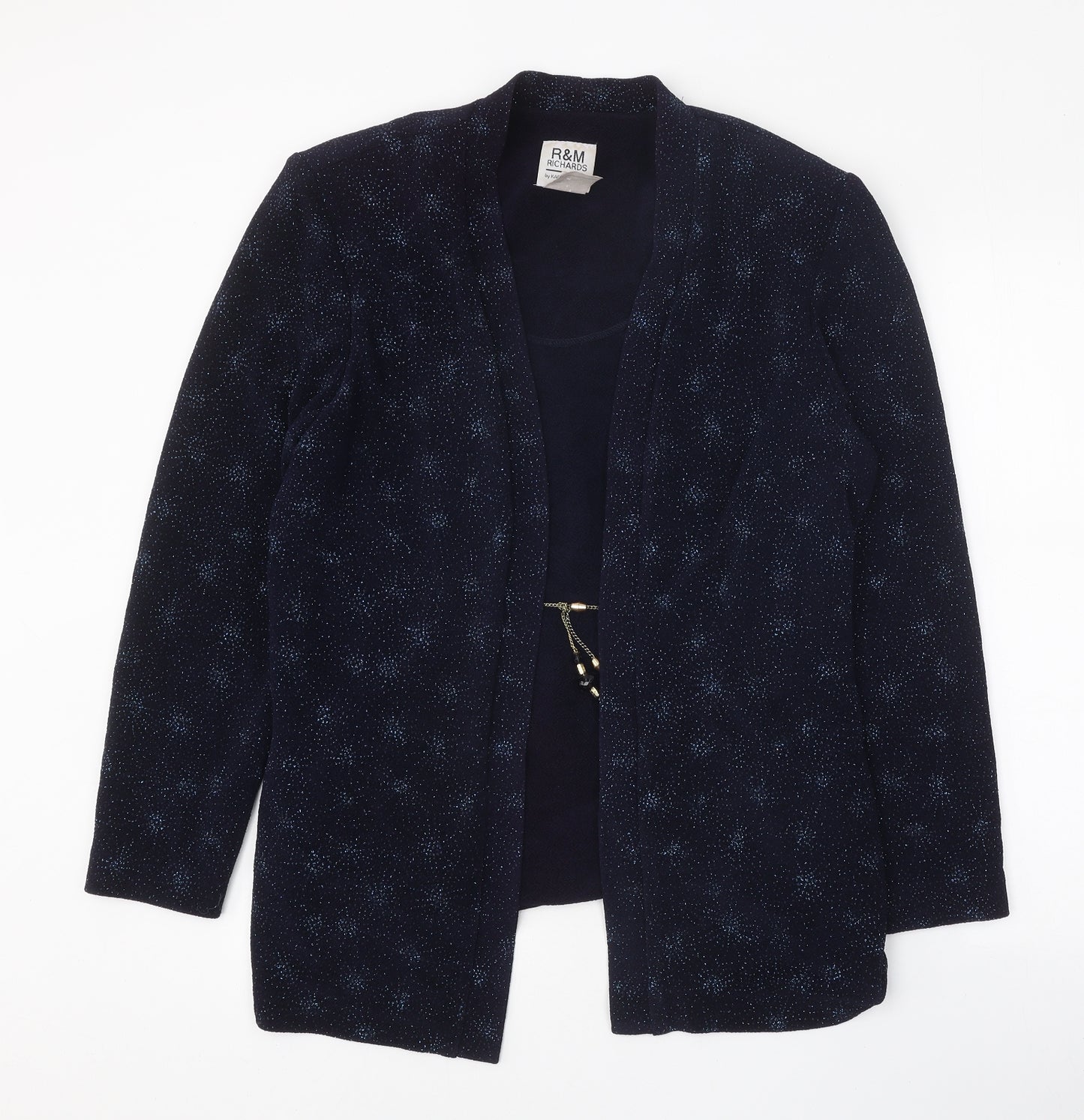 Karen Kwong Womens Blue Geometric Jacket Size 14 Tie