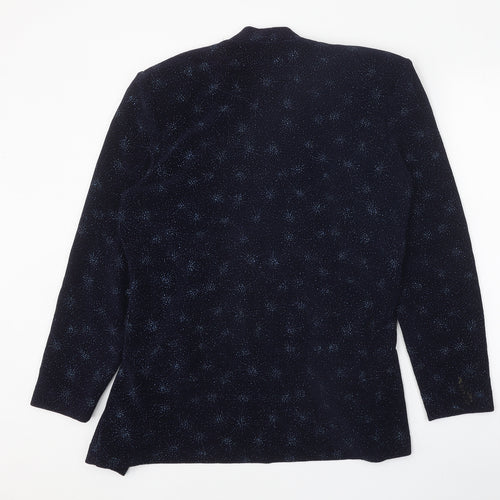 Karen Kwong Womens Blue Geometric Jacket Size 14 Tie