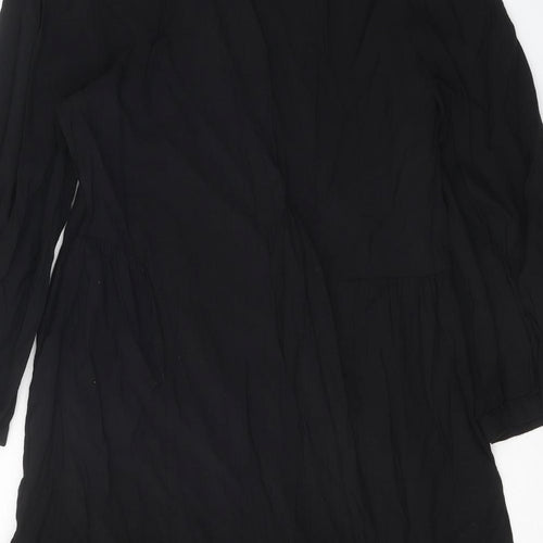 Primark Womens Black Viscose Shirt Dress Size 12 Collared Button