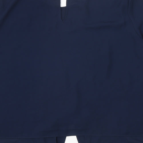 Basic Model Womens Blue Polyester Basic Blouse Size XL Round Neck