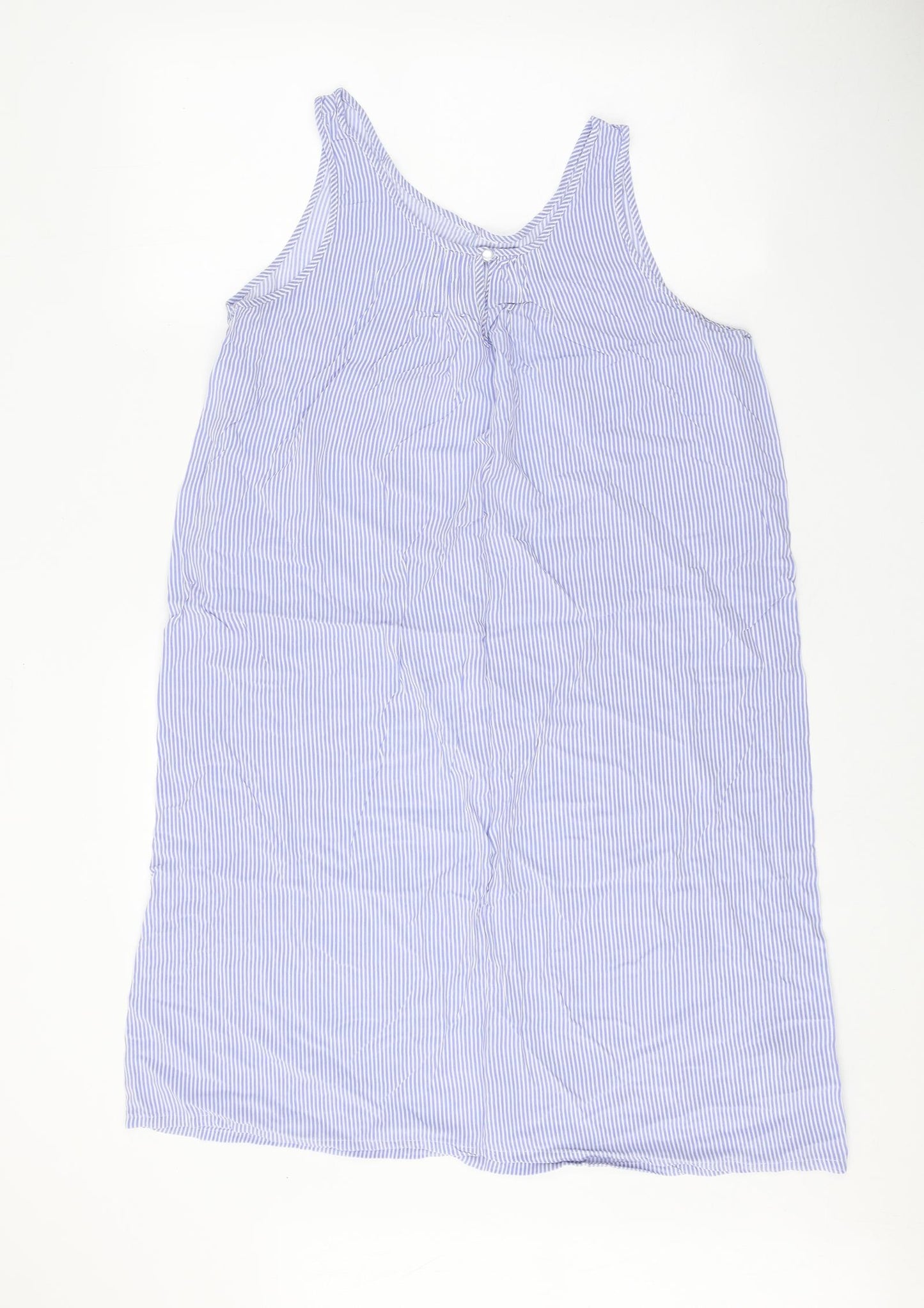 Debenhams Womens Blue Striped Viscose Top Dress Size 12 Button