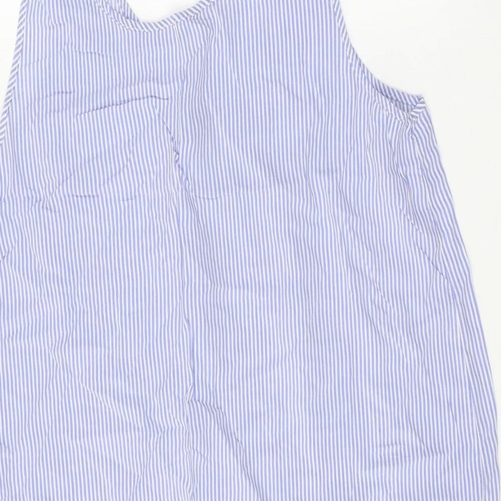 Debenhams Womens Blue Striped Viscose Top Dress Size 12 Button