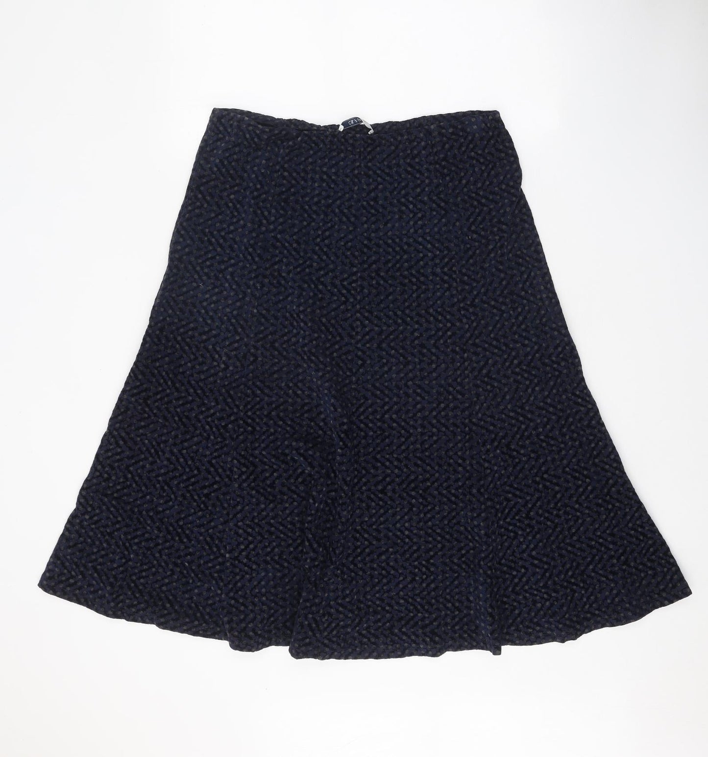 Classic Womens Blue Geometric Viscose A-Line Skirt Size 14